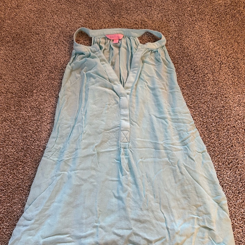 Lilly Pulitzer Light Blue Gathered Neckline Top